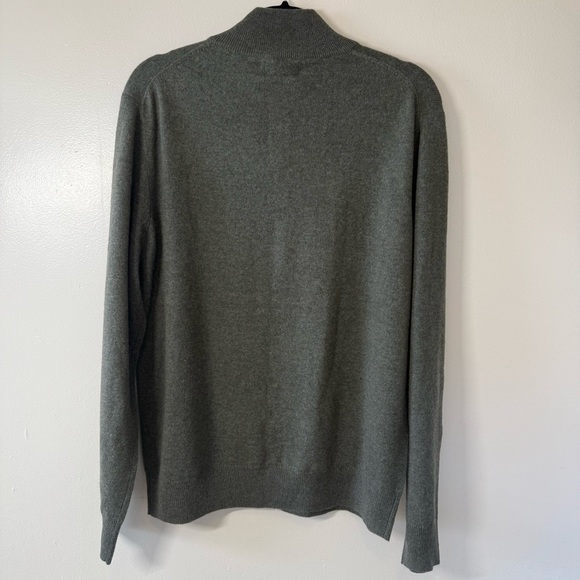 Magaschoni Men's Olive Green Half-Zip Cashmere Sweater - Picture 3 of 7